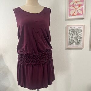 Maxstudio dark maroon ruche sleeveless dress